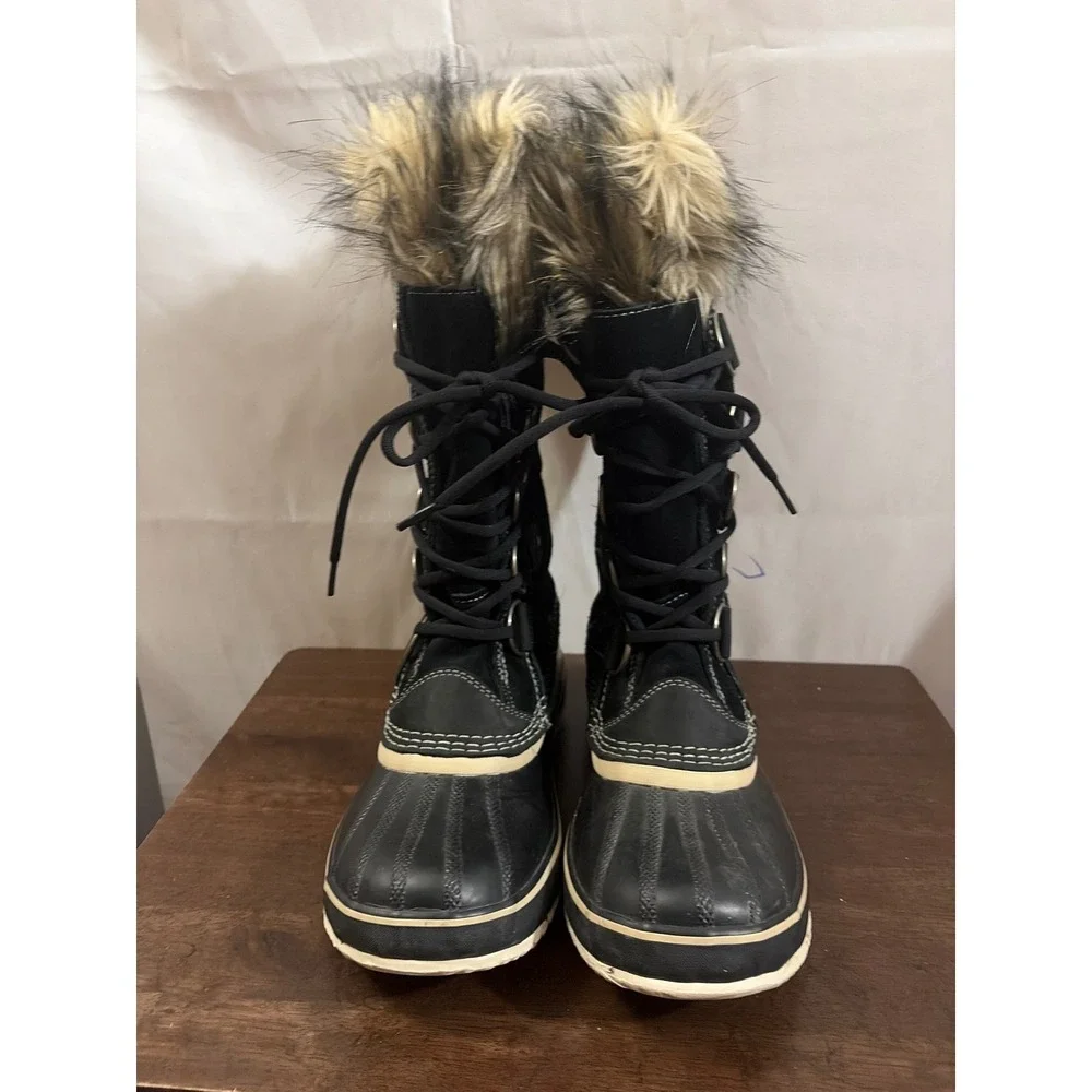 Sorel Joan of Arctic Winter Boots Womens 10 Black Waterproof Faux Fur Excellent